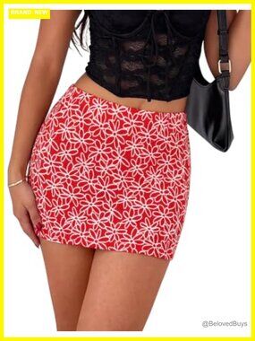 Mini Skirt with Built-In Shorts High Waisted Bodycon Pencil